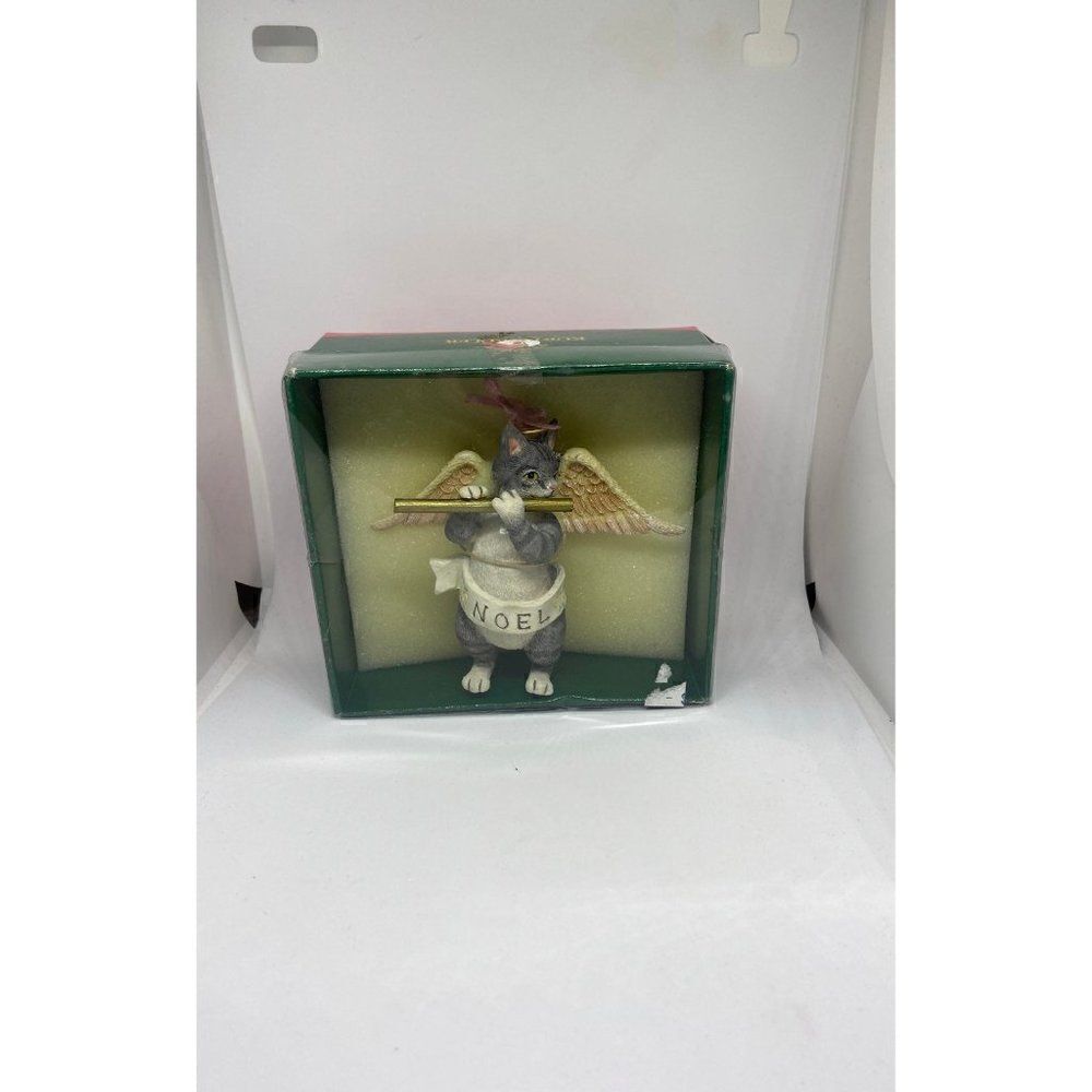 Vintage Kurt Adler Christmas Ornament Cat Noel Angel Playing Flute‎